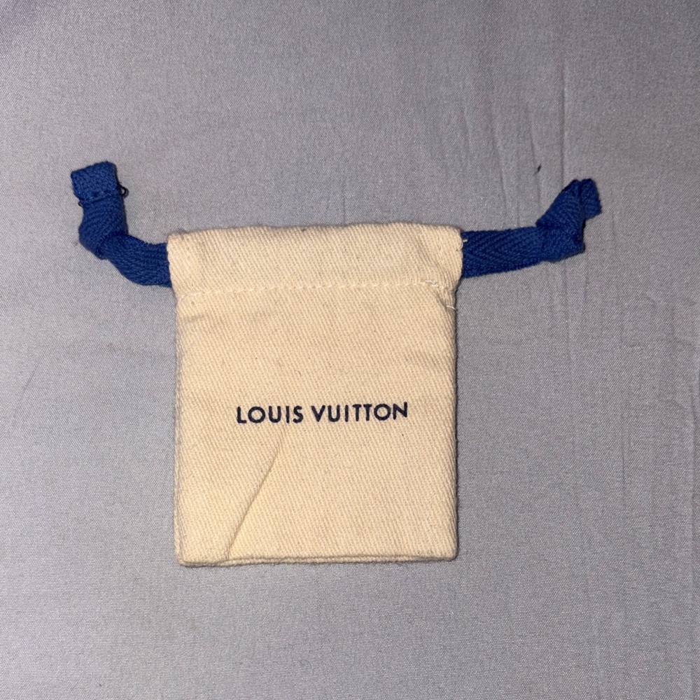 Mini Louis Vuitton Beige pouch/dust bag with Navy Drawstrings for tiny items